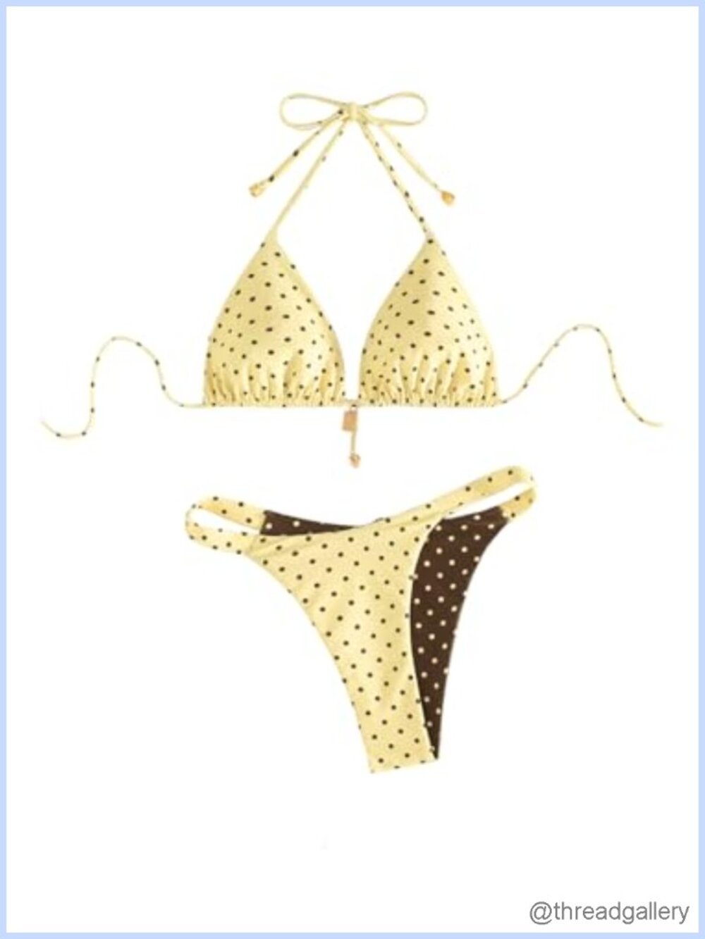 Women's Polka Dot Reversible Triangle Bikini Set Halter Swimwear